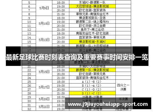 最新足球比赛时刻表查询及重要赛事时间安排一览